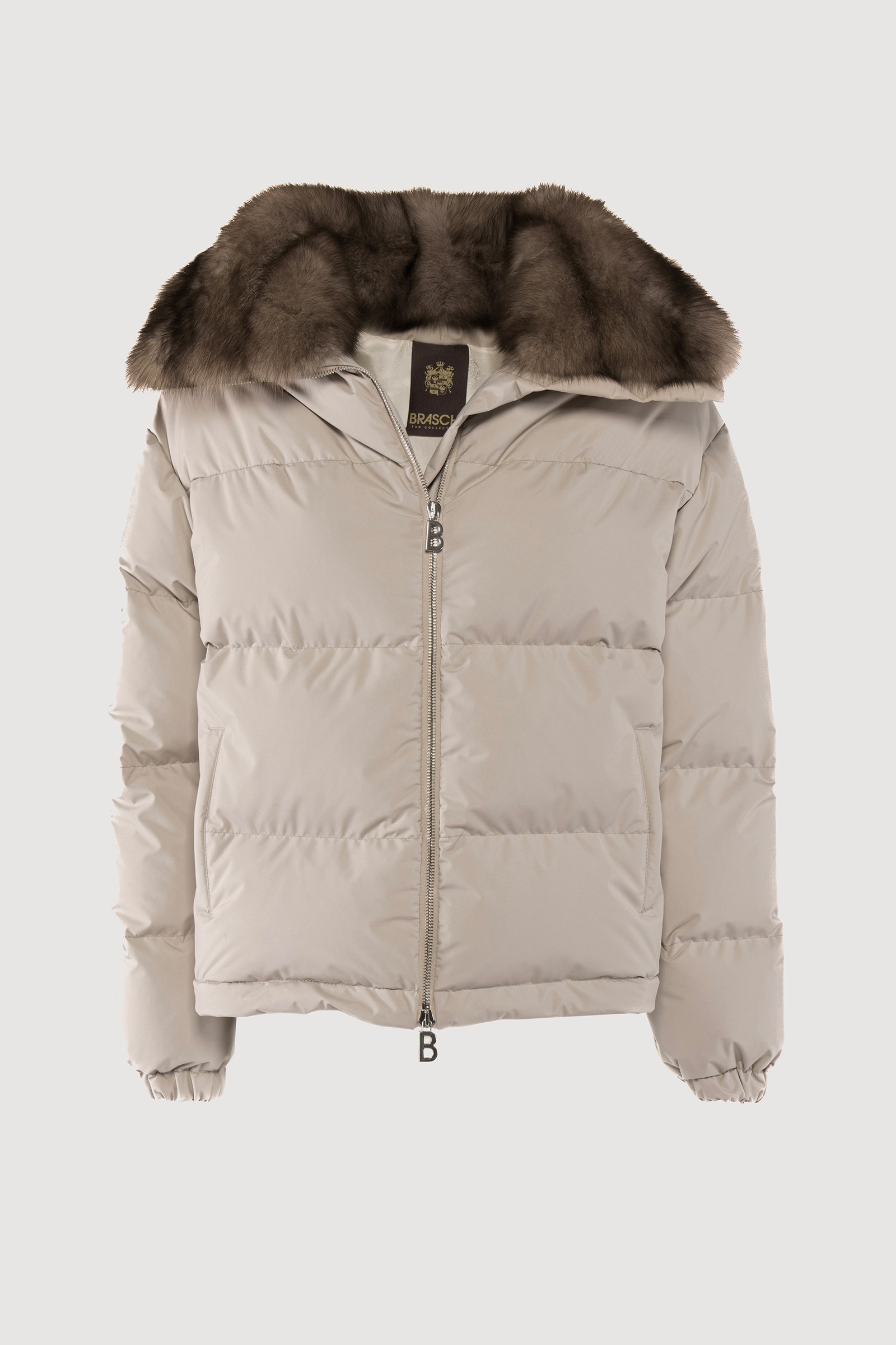 Tech down jacket with graphite sable