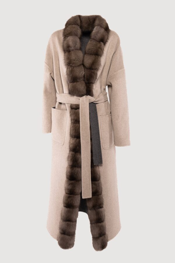 Cashmere and sable doubleface graphite coat