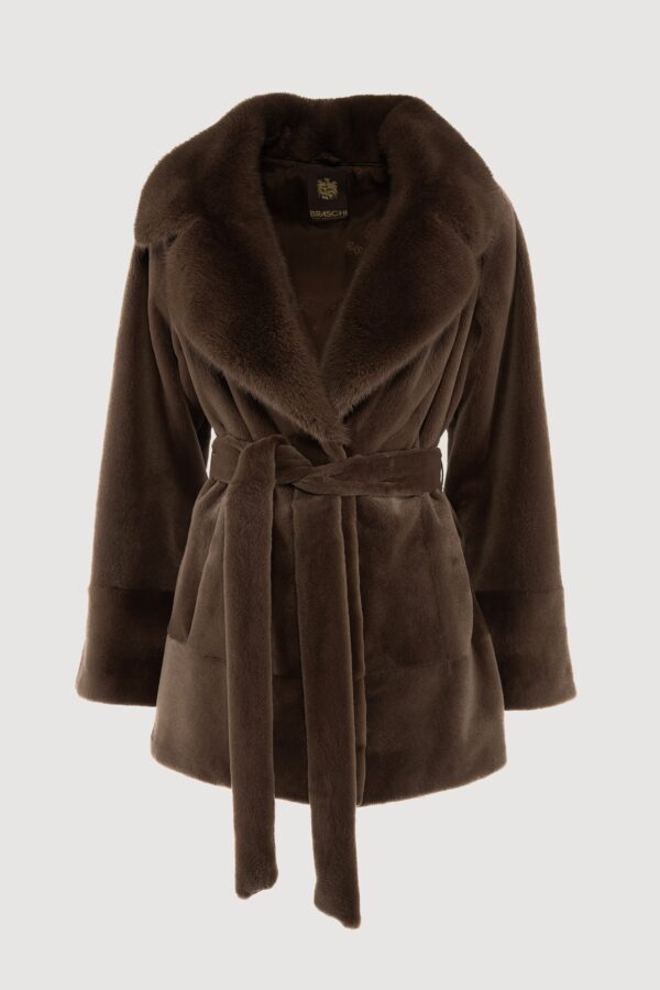 Mink cocoa shaved coat