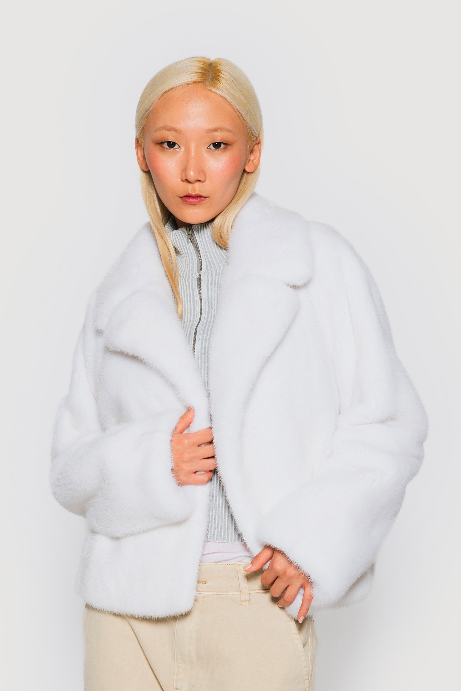 Natural white mink jacket