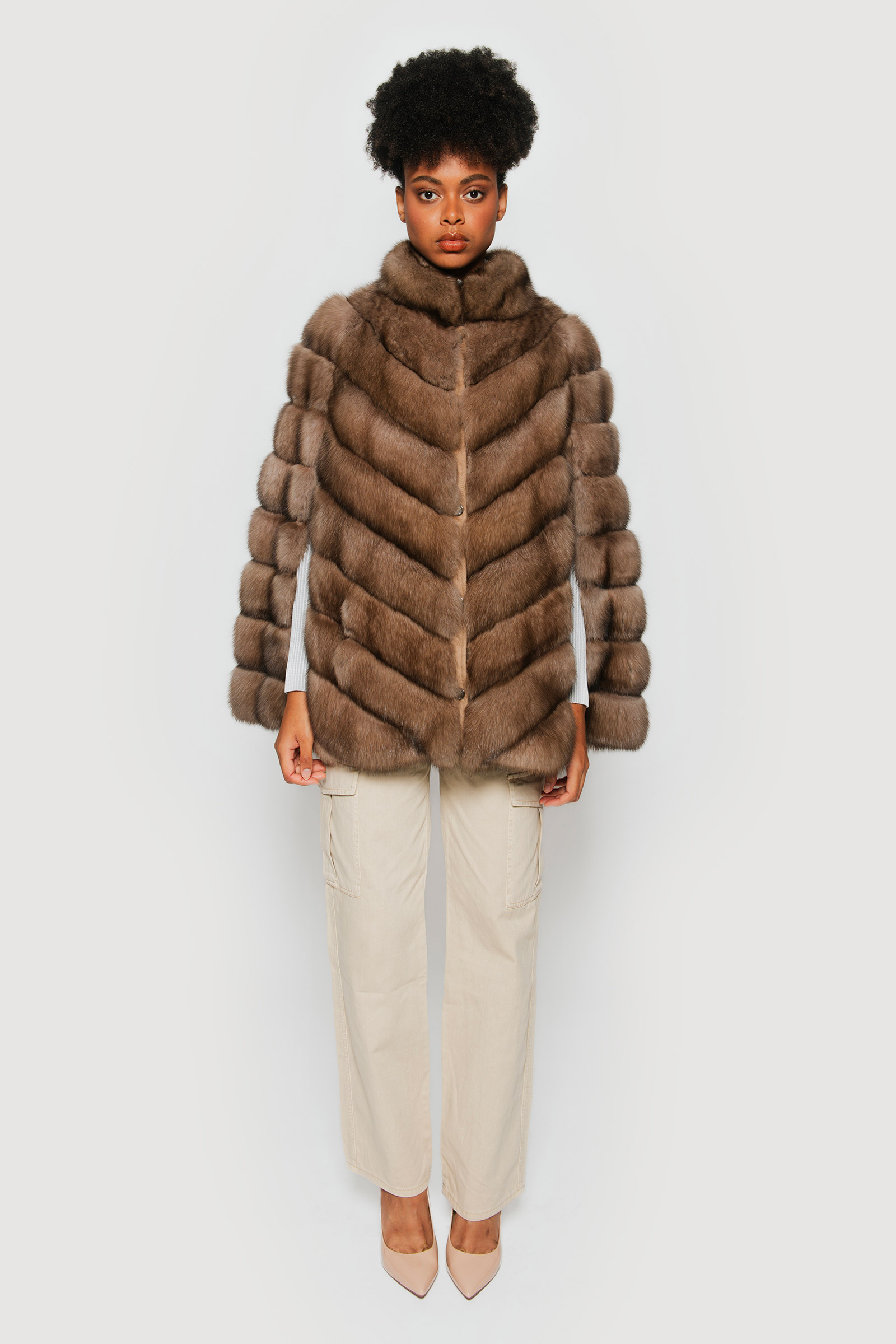 Cashmere jacket and sable barguzinsky royal sand
