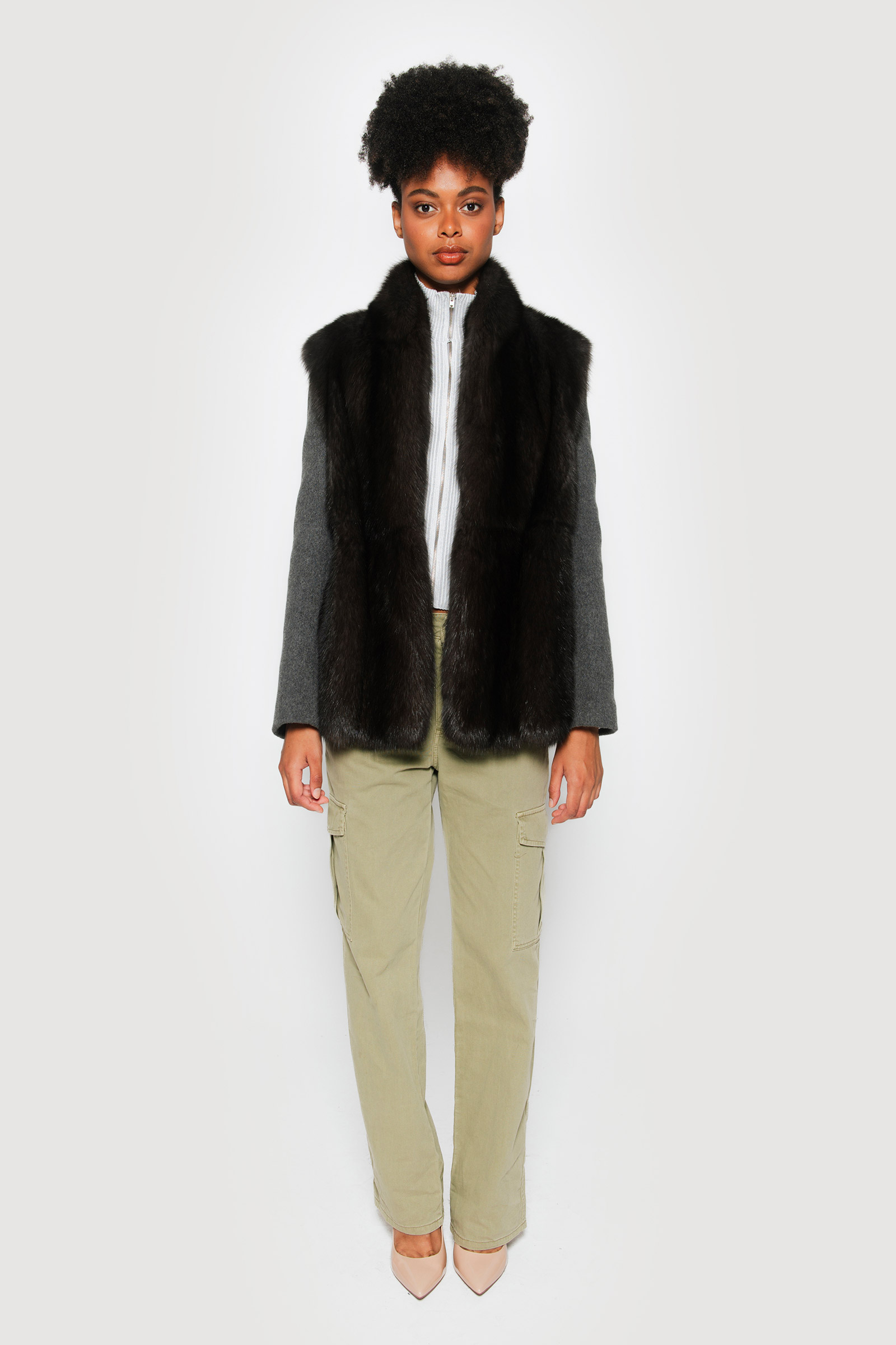 Cashmere jacket with sable barguzinsky dark